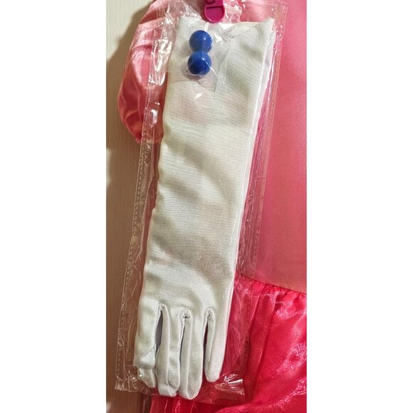 Princess Peach Costume Super Mario Dress Tiara Wand Gloves Earrings Girls 7-8 - Picture 4 of 8